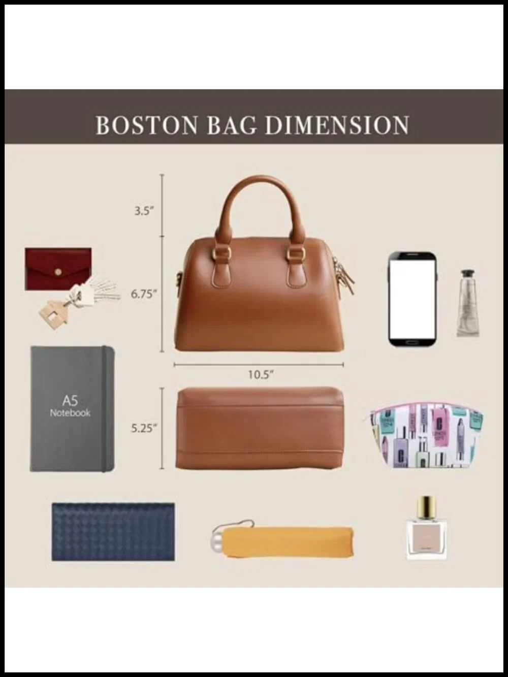 Vegan Leather Boston Bag Vintage Top Handle Satchel Purse Retro Handbag Women